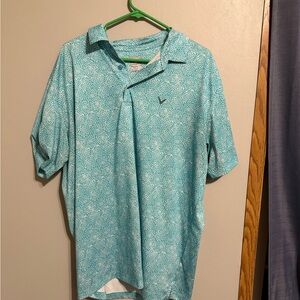 Callaway Teal Patterned Polo Shirt